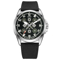Чоловічий годинник Awarder 041 Embroidery Silver-Army Green Black з сапфіровим склом та водозахистом 10ATM