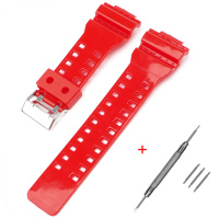 Ремінець для Casio G-Shock GA-100/110 Red-Glossy SI червоний полімерний (1051-1074)