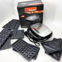 Мультипекар 6в1 зі знімними формами Domotec MS-7706, сендвічниця 4в1, домашній гриль для шаурми