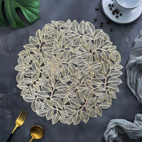 Сервировочная салфетка под горячее круглая, коврик сервировочный золотистый набор 2 шт