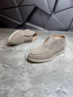 Ботинки Зимние ЛОФЕРЫ мужские замшевые LORO PIANA Suede BEZH! Натуральная Замша + МЕХ! Утепленные на МЕХУ!