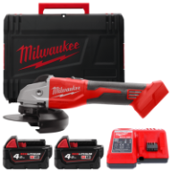Шліфмашина кутова акумуляторна безщіткова MILWAUKEE, M18 BLSAG125X-402X, 800Вт, діаметр 125мм (зарядний.пристрій М12-18 С, 2 аку