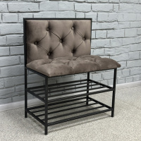 Банкетка для обуви Женева-1 со спинкой 60см велюр серо-коричневый 5-0-9005