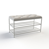 Банкетка для обуви Женева-1 80см велюр светло-серый 6-0-9003