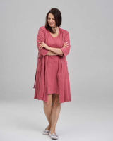 Комплект для вагітних з халатом та сорочкою - в рубчик  р. S, M, L, XL