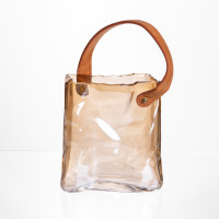 Стеклянная ваза сумочка с ручкой 13×7×16.5 (см) декоративная ваза для цветов 1 (л) Коричневый HP-19-155-1