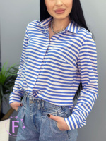 Сорочка з довгими рукавами «Strike» оптом | Норма і батал | Розпродаж моделі 42-44, Блакитна смужка