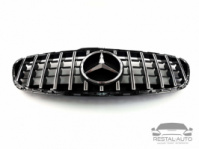 Решетка радиатора на Mercedes E-Class W212 2013-2016 год GT Panamericana ( Черная с вертикальными хром полосками )