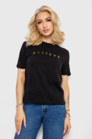Футболка жіноча з принтом, колір чорно-золотистий, 238R57376