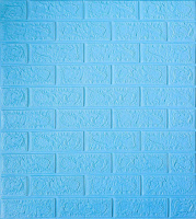 Самоклеющаяся декоративная 3D панель под голубой ровный кирпич 700x770x4 мм