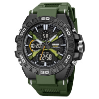 Чоловічий тактичний годинник Skmei 2220AG Army Green Arch з комбінованим циферблатом та підсвічуванням