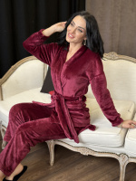 Домашній костюм з халатом «Nelly» оптом | Норма | Розпродаж моделі Бордовий, 46-48