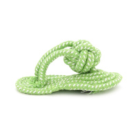 Игрушка из хлопчатобумажной веревки с узлами для собак в виде тапочка, 7*15.5см, зелено-синяя