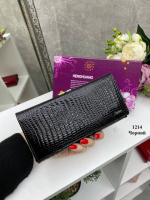 Чорний — гаманець із натуральної шкіри — зверху лак, у фірмовій коробці (1214)