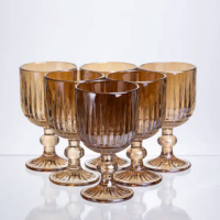 Набір келихів для вина 6 штук по 220 мл із товстого скла бурштиновий HP-19-246