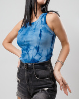 Облягаюча майка тай-дай «Ripple» оптом | Батал | Розпродаж моделі Синій, 50-52