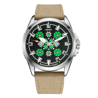 Чоловічий годинник Awarder 041 Embroidery Silver-Green Khaki з сапфіровим склом та водозахистом 10ATM