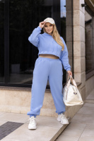 Спортивний костюм на флісі з коротким худі «Navi» | Батал | Розпродаж моделі Блакитний, 50-52