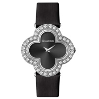 Жіночий годинник Guardo 012833-1 Silver-Black — класична модель з італійським дизайном та шкіряним ремінцем