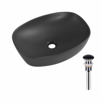 Раковина накладна Qtap Robin 500х380х140 мм, Anthracite, прямокутна, з донним клапаном QT04116302AN