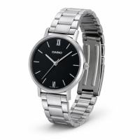 Жіночий годинник Casio LTP-VT02D-1A Classic – сталевий браслет, чорний циферблат, мінеральне скло