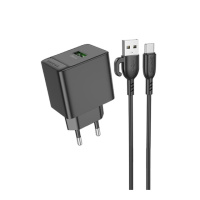 Мережевий Зарядний Пристрій Borofone BAS12A 1USB QC3.0 18W+USB to Type-C