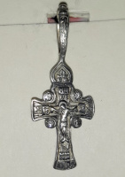 Серебряный крест с молитвой и белыми камнями, 925 проба