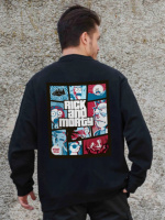 Утеплений оверсайз світшот на флісі з принтом Without Rick and Morty Black