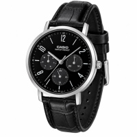 Чоловічий годинник Casio MTP-VT06L-1B — класична модель з шкіряним ремінцем та мінеральним склом