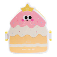 Ланч-бокс дитячий зі столовими приборами Cake 20*18*8 см, лимонний