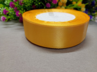 Атласная лента/ 2,5 см/ 23 метра/ светло желто-золотой