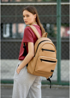 Рюкзак бежевий хакі шкіряний еко