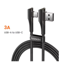 Кабель для телефона кутовий у нейлоновому обплетенні USB — USB type C фірми Toocki
