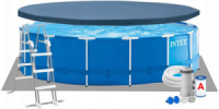Каркасний басейн Intex 28242 (457х122 см) з картриджним фільтром, драбиною, підкладкою і тентом