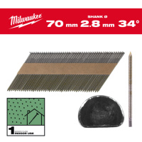 Цвяхи з кільцевою накаткою та D-образною головкою MILWAUKEE, 2,8/34 градуси/70мм (2200шт)