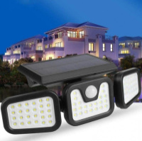 Вуличний світлодіодний LED світильник FL-1725A Split Solar WallLamp на сонячній батареї з датчиком руху ∙ Зовнішній потрійний ліхтар – прожектор ∙...