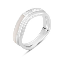 Серебряное кольцо CatalogSilver с натуральным фианитами, перламутром, вес изделия 3,14 гр (2185819) 18.5 размер