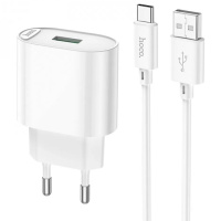 МЗП Hoco C109A Fighter QC3.0 18W (1USB-A) + кабель USB to Type-C