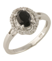 Серебряное кольцо CatalogSilver с натуральным сапфиром, вес изделия 2,53 гр (0040886) 17.5 размер