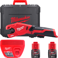 Труборіз акумуляторний по нержавіючій сталі MILWAUKEE, M12 PCSS-202C (зарядний пристрій С12 С, 2 акумулятори М12 В2 2Аг, кейс)