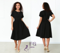 Жіноче плаття міді з короткими рукавами «Валенсія» оптом та по дропшипінгу | Норма | Розпродаж моделі Чорний, 46