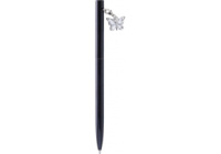 Ручка металева чорна із сяючим брелоком «Метелик», вкритим кристалами, пише синім