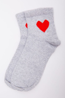 Жіночі шкарпетки, світло-сірого кольору з сердечком, 167R523