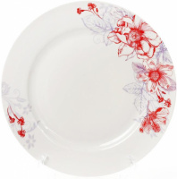 Набор 6 фарфоровых обеденных тарелок «Цветы» Ø27см