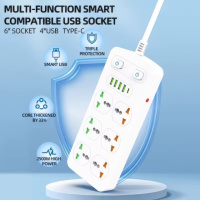 Сетевой удлинитель с USB портами на 6 розеток Power Socket AR-CP05 Белый, переноска сетевой фильтр (NS)