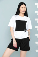 Двокольоровий костюм з шортами «Numb» оптом | Батал | Розпродаж моделі Чорний, 50-52