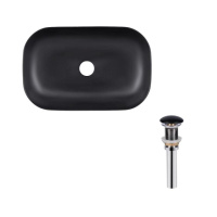 Комплект Qtap Robin: Раковина накладна прамокутна 600x390x150 мм Matt Black + Донний клапан PU03