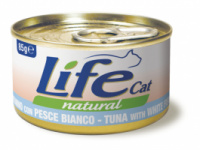 Консерва для кошек класса холистик LifeCat tuna with white fish 85g, ЛайфКет 85гр Тунец с белой рыбой