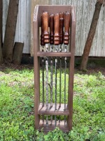 Набор подарочный шампуры для шашлыка с деревянной ручкой в деревянной подставке из 6 штук-длиной 62 см