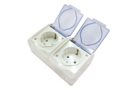 Розетка наружная Light двойная с крышкой (Р-1087)